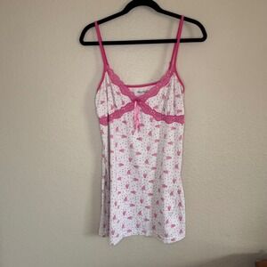 Y2K Cami Dress Large Babydoll Floral Lace Soft Girl Coquette Dainty Romantic